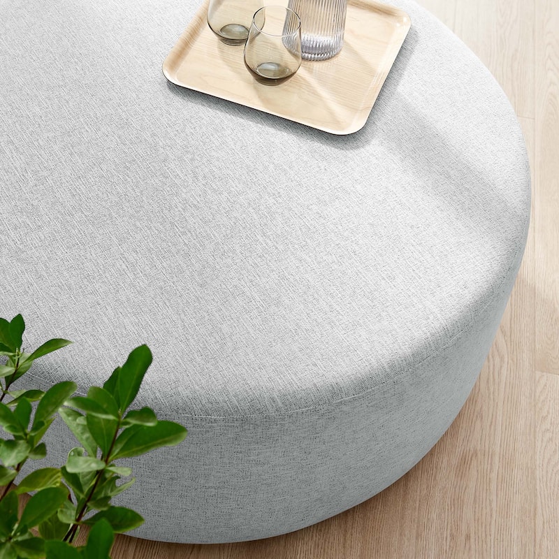 Callum 16"/23"/29"/38" Round Woven Heathered Fabric Upholstered Ottoman