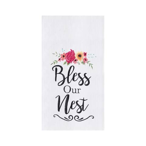 Bless Our Nest Embroidered Cotton Flour Sack Kitchen Towel Dishtowel