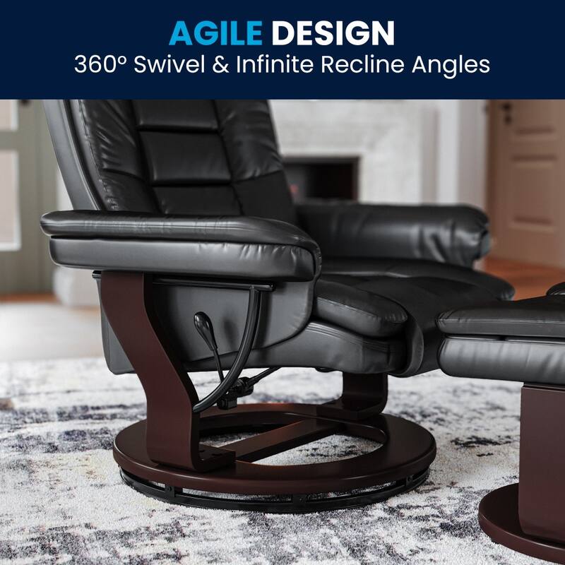 Contemporary Multi-Position Upholstered Recliner Chair with Ottoman