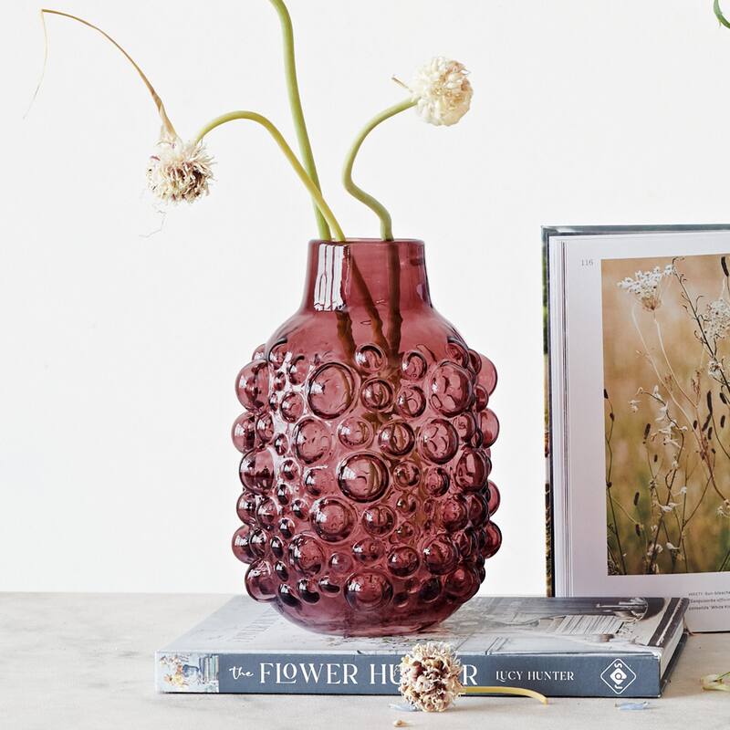 Glass Vase with Raised Dots
