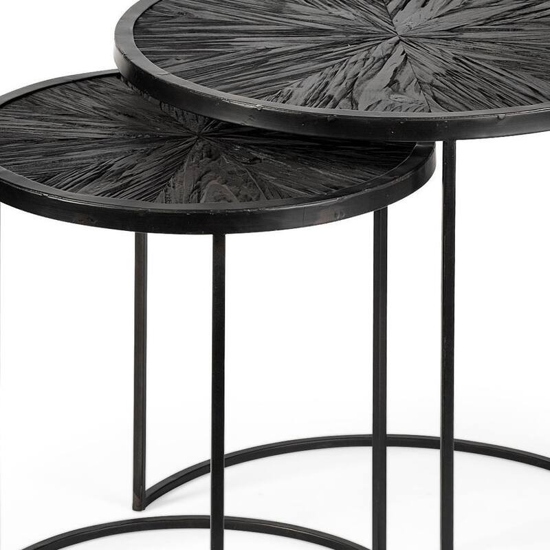 HomeRoots Set of Two 20" Black Round End Table - 19.7' X '19.7' X '19.7