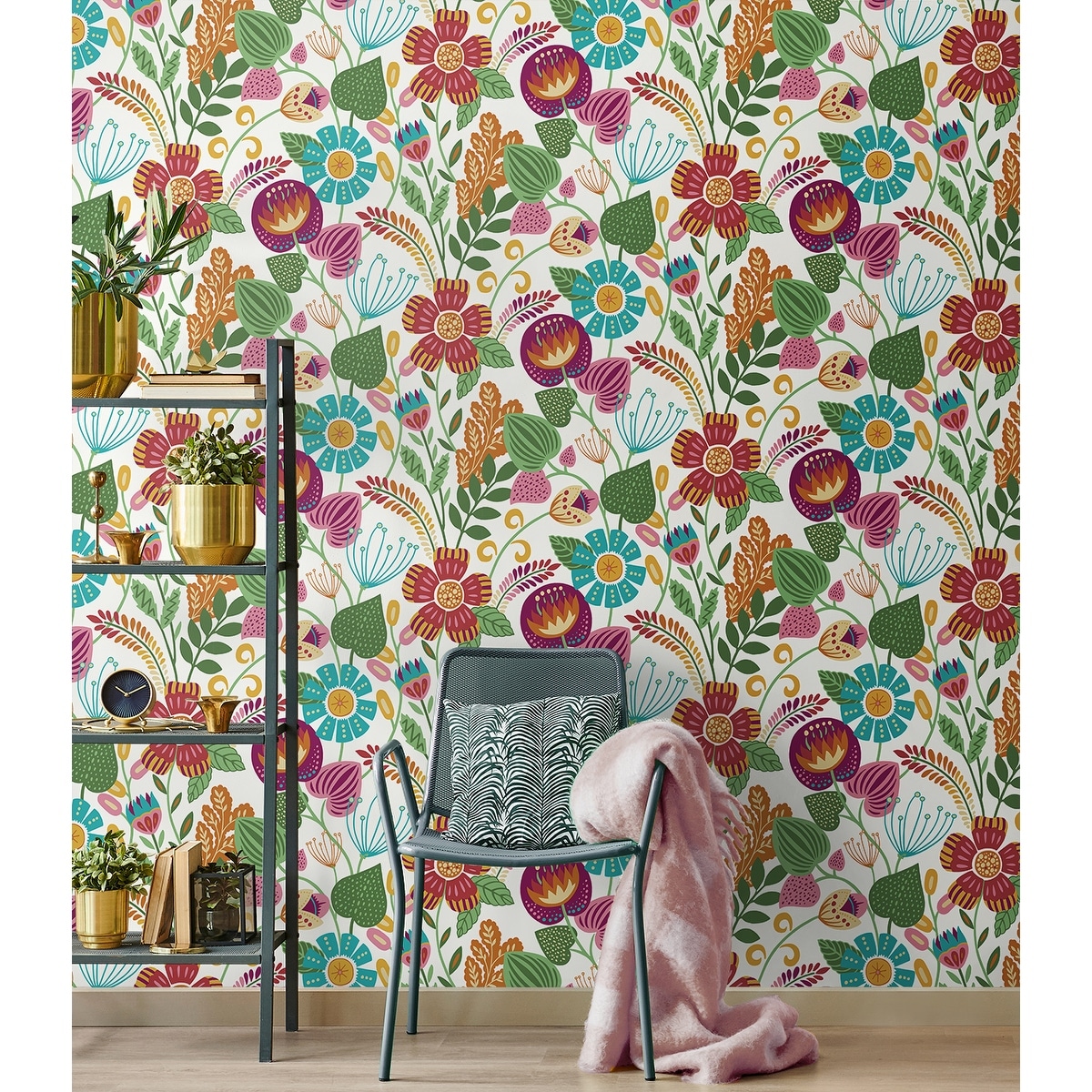Seabrook Designs Colorful Floral Nonwoven Unpasted Wallpaper - Bed