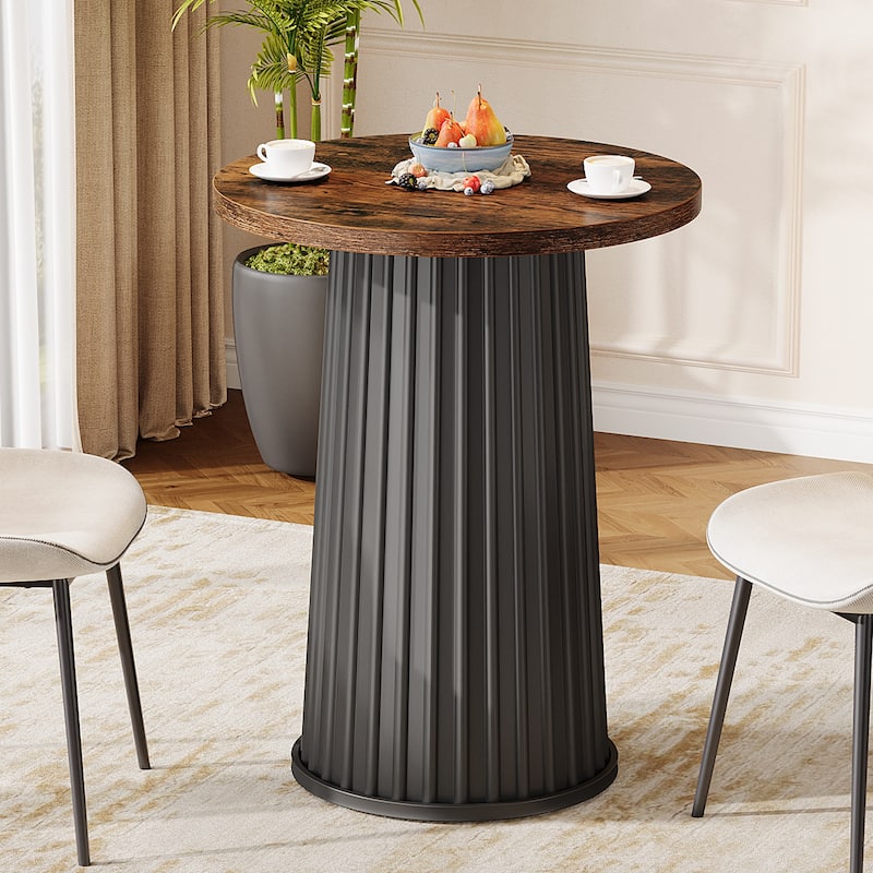 23-Inch Small Round Dining Table With Metal Base for 2 - 23.62"D x 23.62"W x 29.52"H