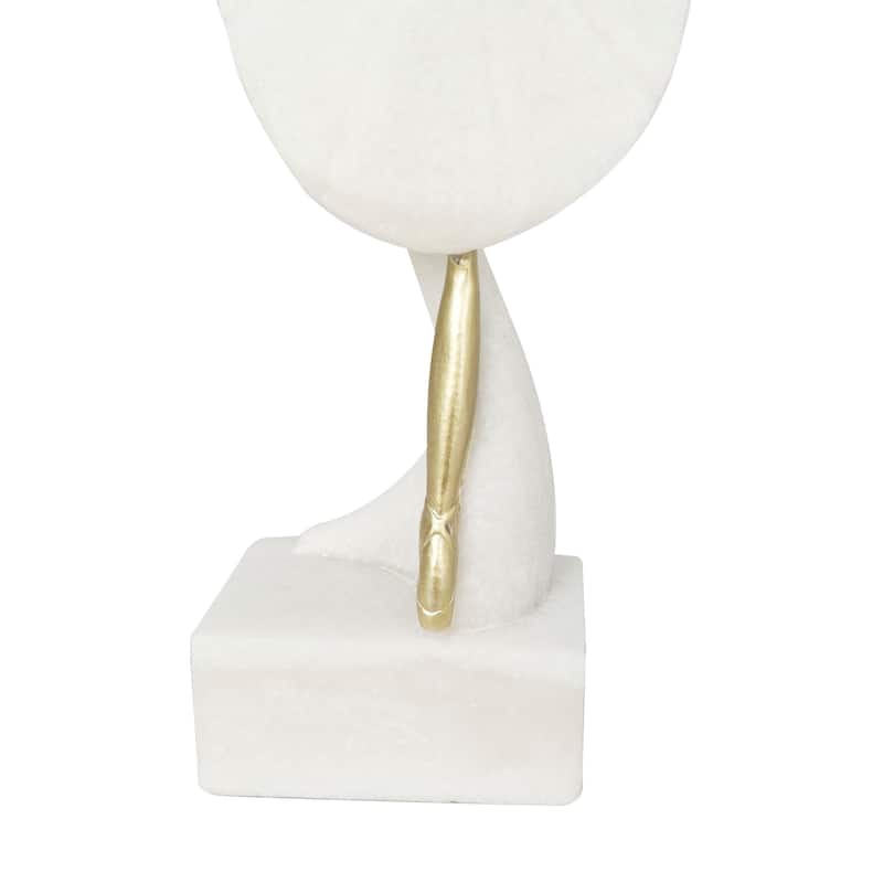 Black Marble Gymnast Decorative Sculpture with Gold Cube Base