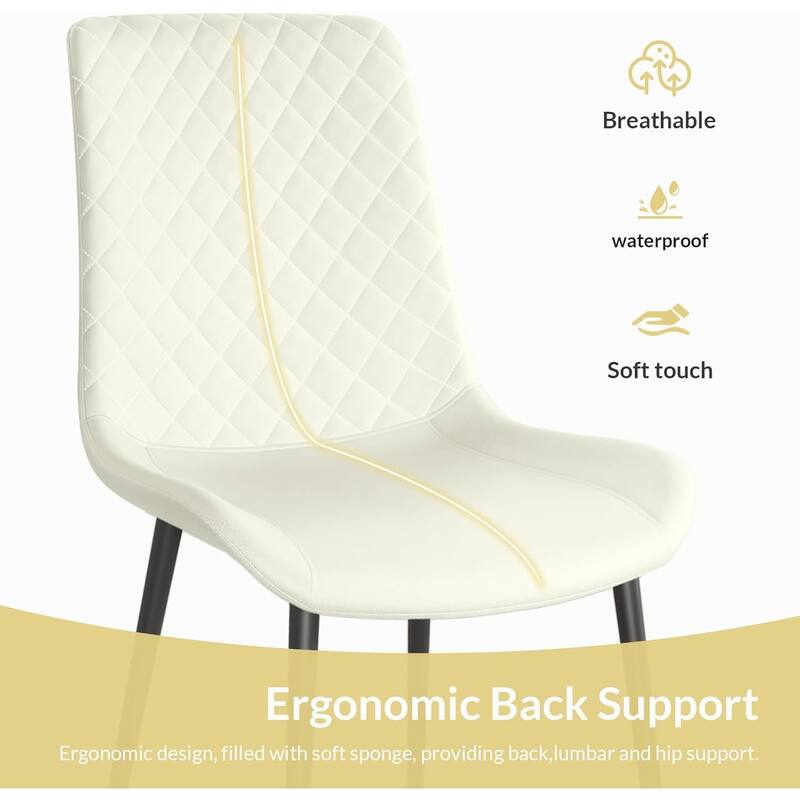 PU Leather Dining Chair Set of 2 with Metal Legs for Kitchen, Restaurant, Living, Meeting Room