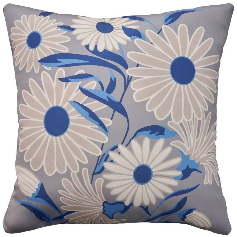 Mina Victory Aloha Floral Throw Pillow - Blue/Grey - 20" x 20"