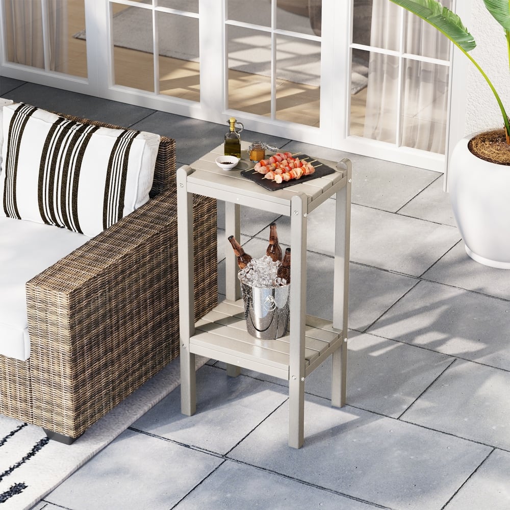 Laguna Hdpe All Weather Outdoor Patio Two Shelf Square Table