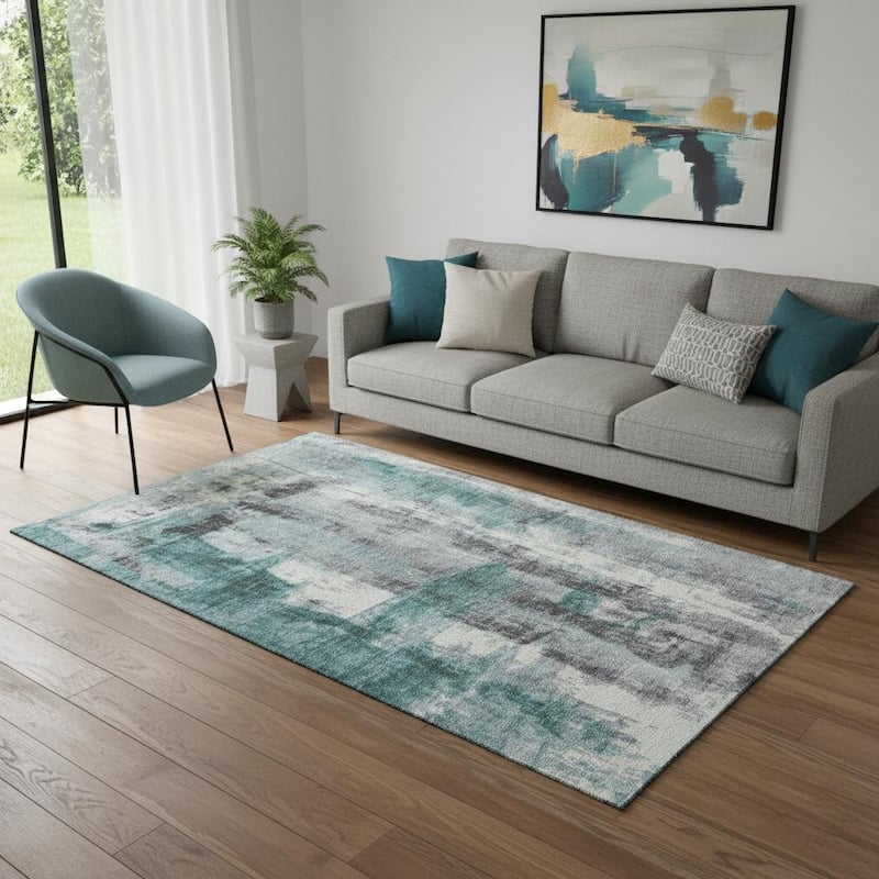 HomeRoots Abstract Transitional Rectangle Area Rug - 5' X 8' - 5' X 8'