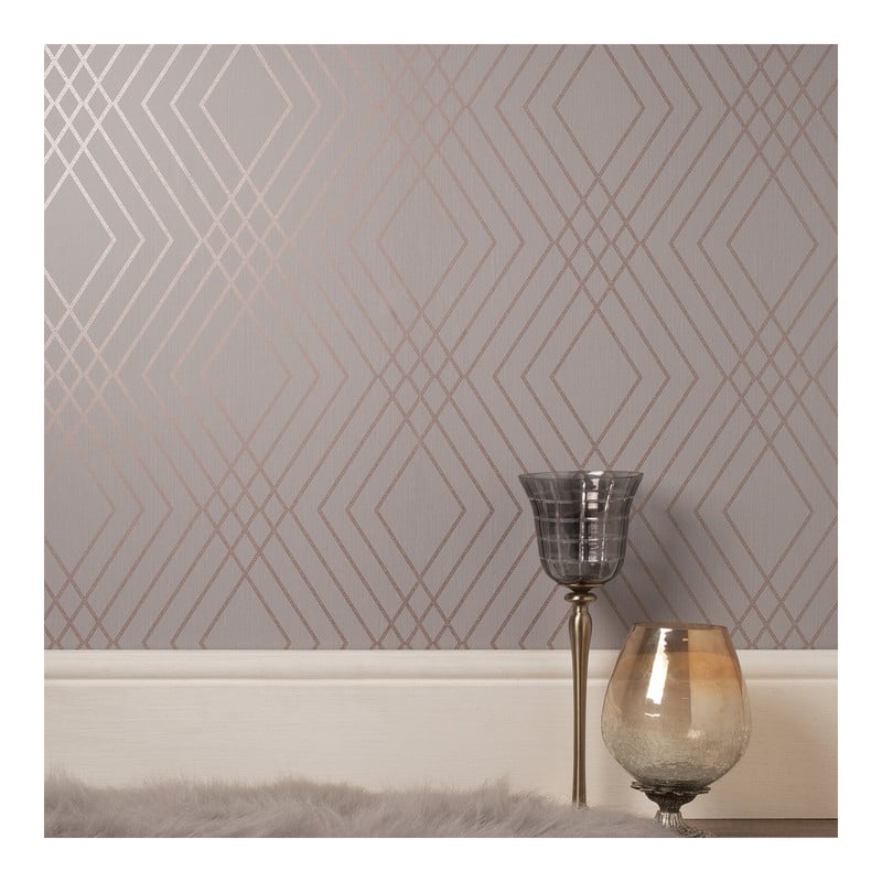 Fine Decor Shard Grey Trellis Wallpaper - 20.5 x 396 x 0.025