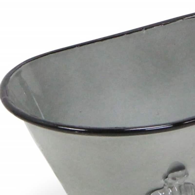 HomeRoots 5" Gray Metal Hand Painted Decorative Tub Tabletop Sculpture - 10' X '4.5' X '5.5