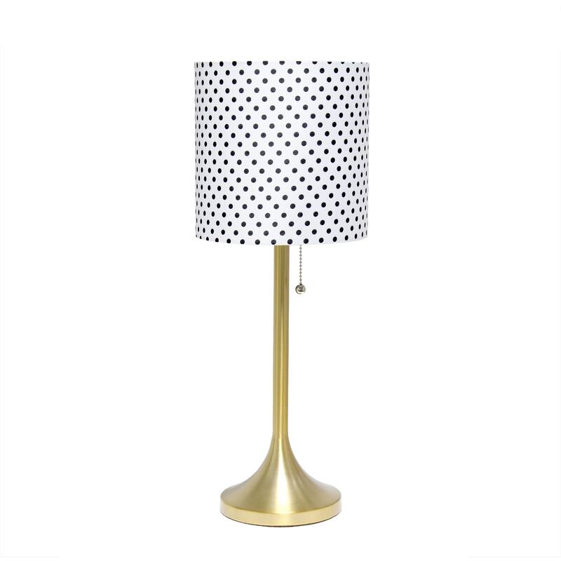 Curved Metal Table Lamp with Polka Dots Drum Shade - 21.5" - Gold and White