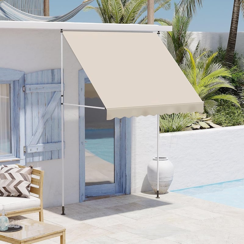 AECOJOY Manual Retractable Awning Adjustable Sun Shade Cover for Window or Door