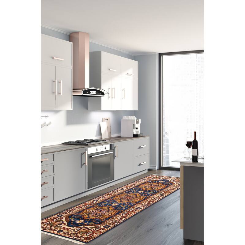 ECARPETGALLERY Hand-knotted Serapi Heritage Blue Wool Rug - 2'8 x 8'0