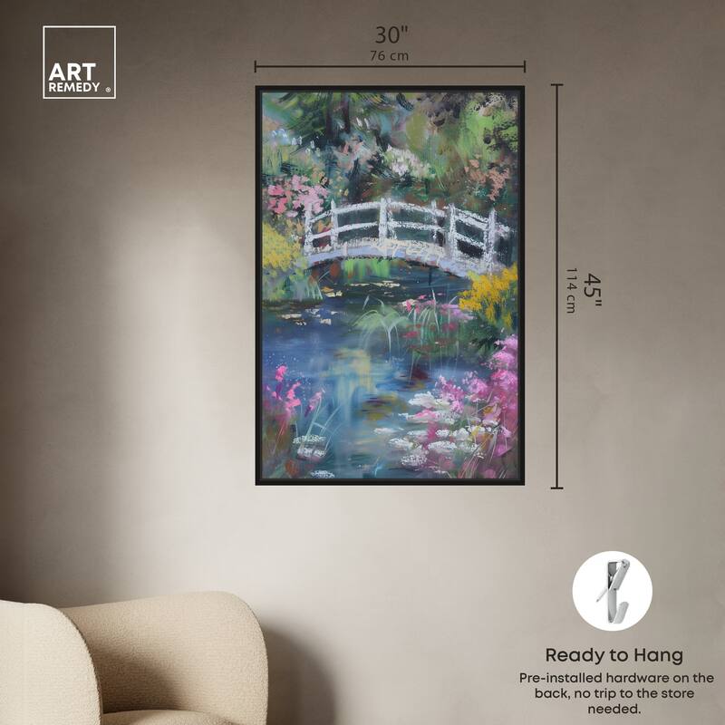 Art Remedy Hidden Garden Framed Impressionism 1 Piece Canvas Wall Art /Monet And Van Gogh Inspired Art