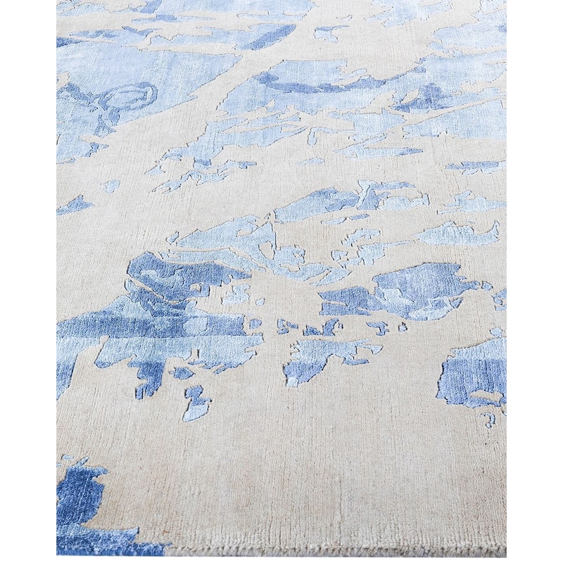 Modern One-of-a-Kind Hand-Knotted Area Rug, Blue - 8' 1" x 10' 2"