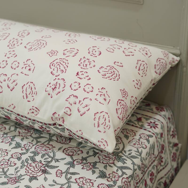 Fabdivine Handmade Block Print Flat Sheet or Bed Sheet Cotton Fabric Floral Home Decor