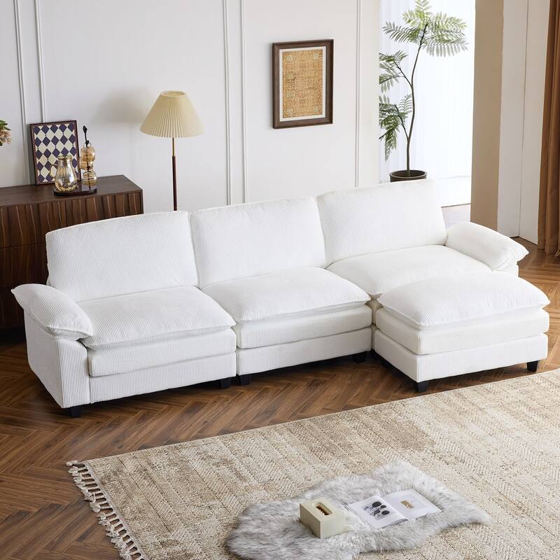 120 in. W Pillow Top Arm Double-Layer Cushion Cloud Sofa Couch