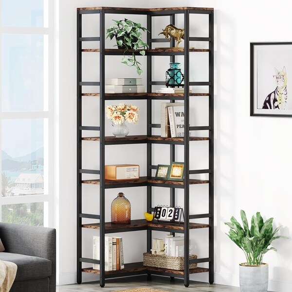 Industrial Corner Bookshelf Tall Corner Etagere Bookcase 5 Tier 7 Tier On Sale Bed Bath Beyond 37128587
