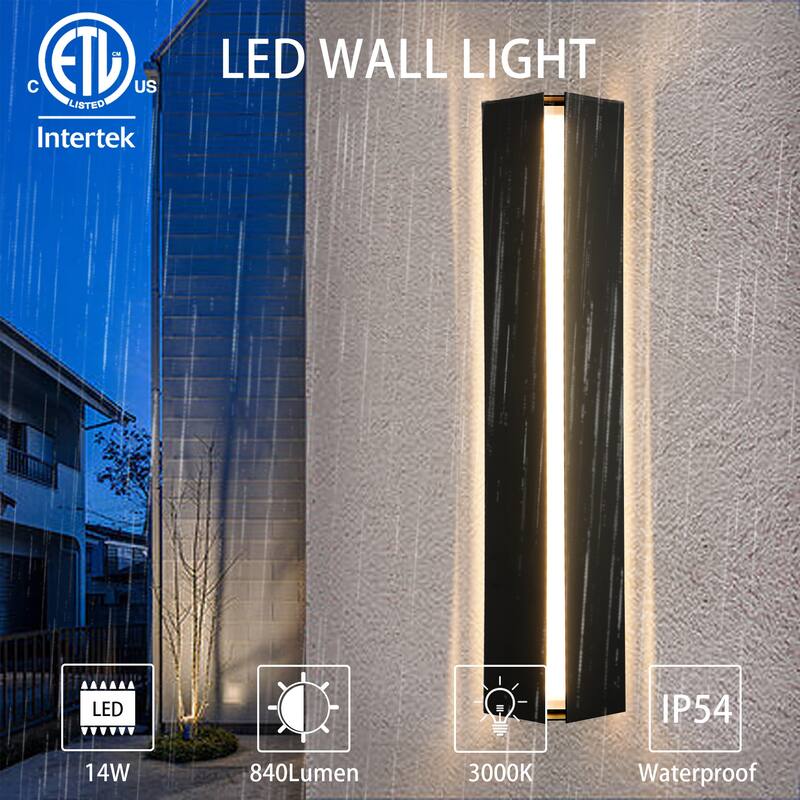 Modern Black Outdoor Wall Lights Linear Dimmable LED Wall Sconce Lights