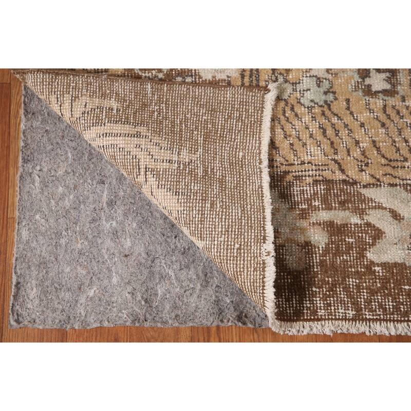 Distressed Sparta Turkish Vintage Rug Hand-Knotted Beige Wool Carpet - 5'11"x 9'1"