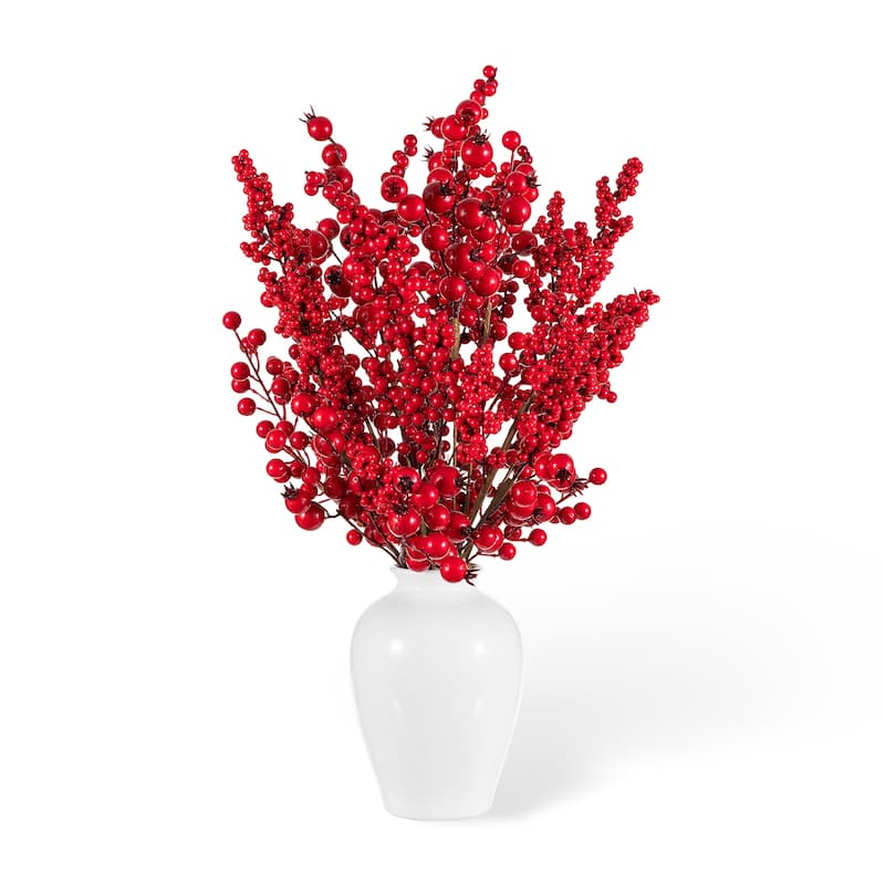 Glitzhome Christmas Red Sleigh Frosted Boot Floral Metal Potted Tree Table Decor