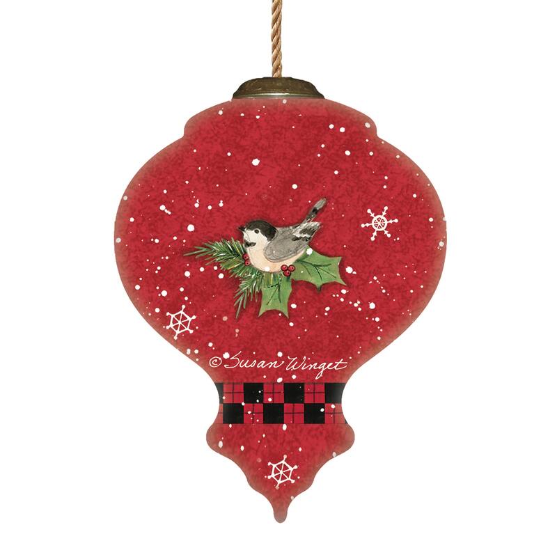 IB Woodland Plaid Pals Snowman Hand-painted Glass Ornament - N/A