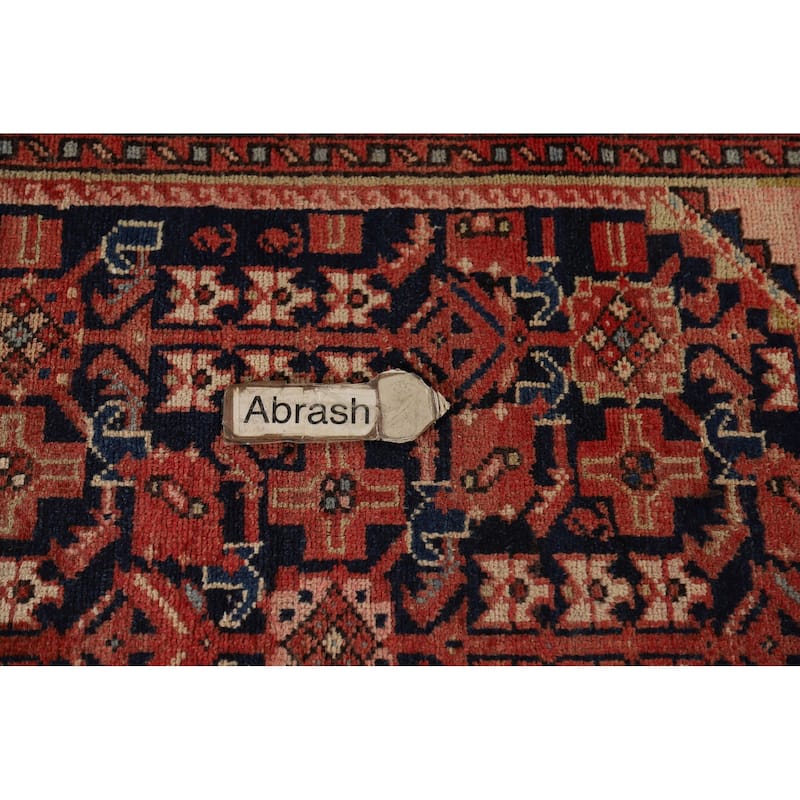 Geometric Malayer Vintage Persian Runner Rug Handmade Wool Carpet - 3'6" x 10'2"