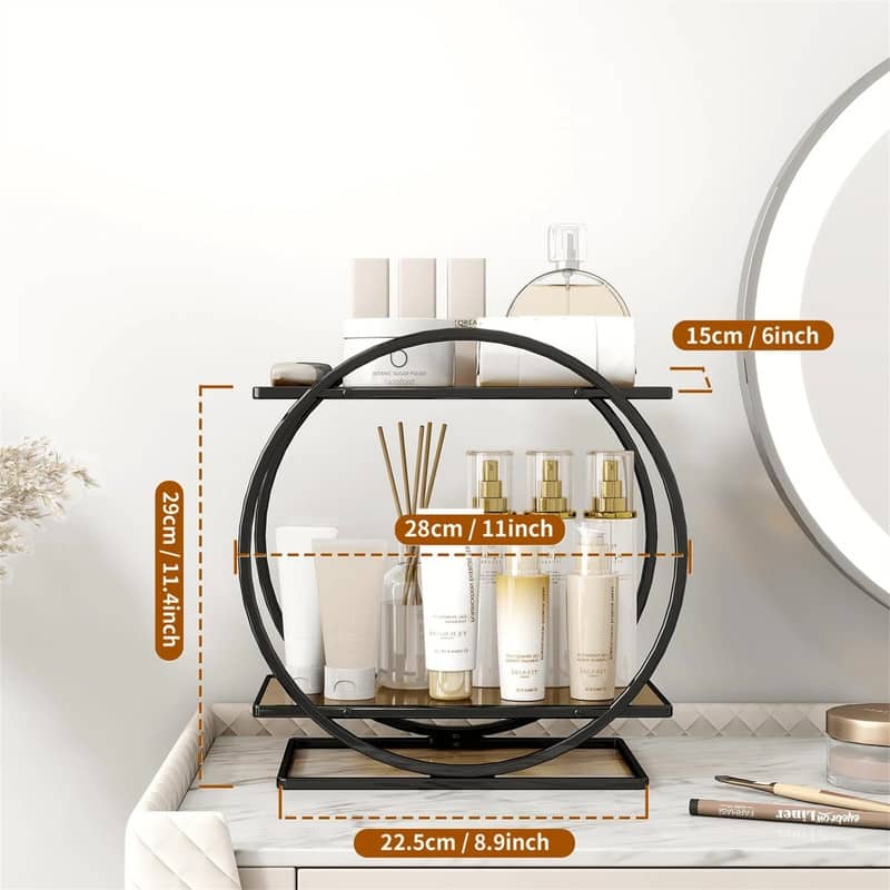 Black Bathroom Organizer Counter Tray - 6"D x 11"W x 11.4"H