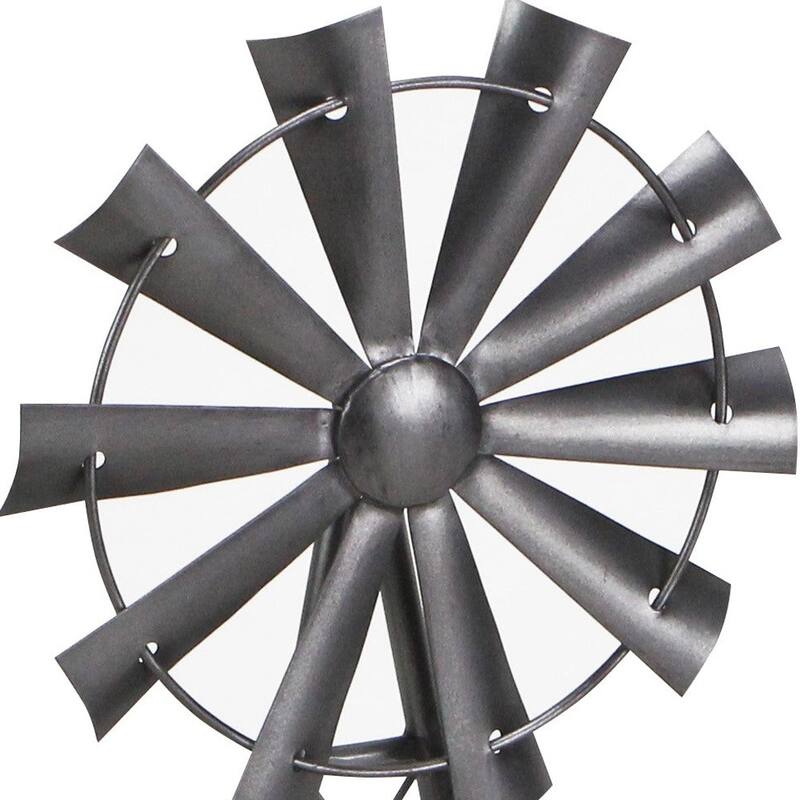 HomeRoots 17" Gray Metal Windmill Hand Painted Sculpture - 16.75" H x 5.75" W x 4.75" D - 16.75" H x 5.75" W x 4.75" D - Grey