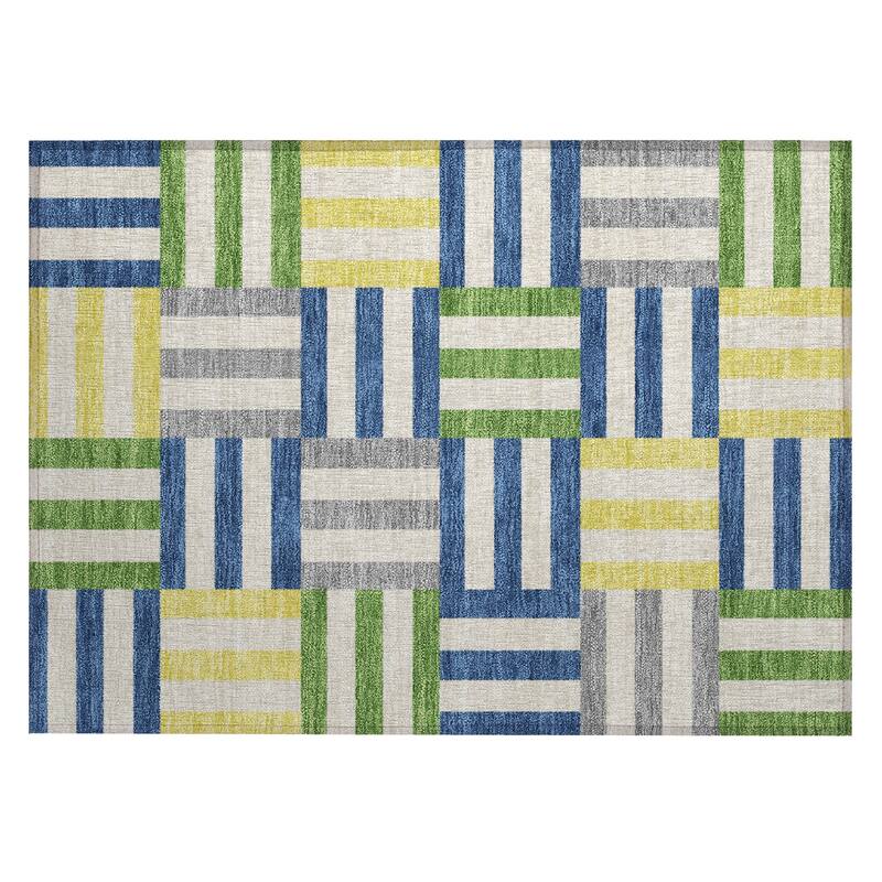 Machine Washable Indoor/ Outdoor Modern Hatch Chantille Rug