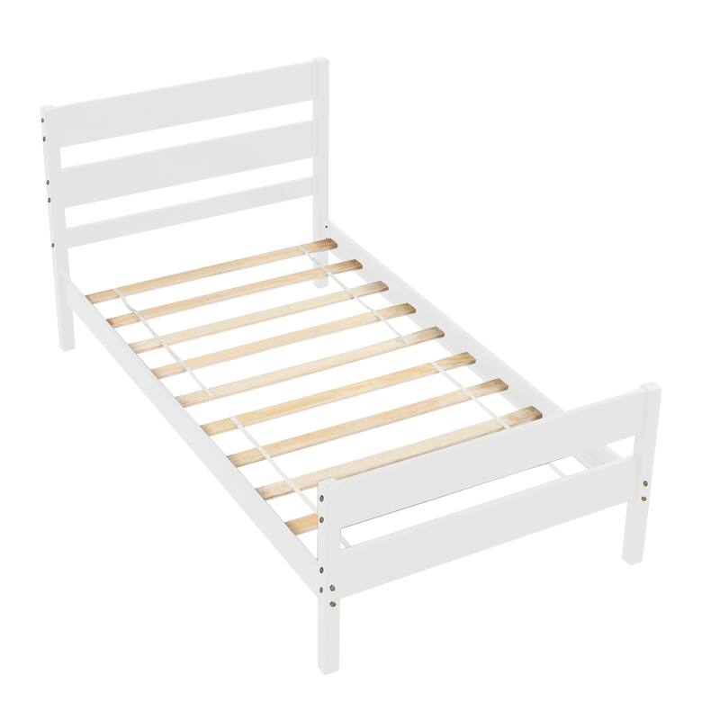 Wooden Bed with Headboard and Footboard,Twin Size