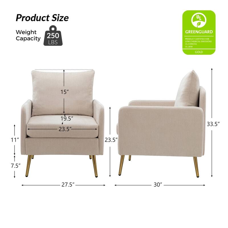 Narycia Upholstered Modern Arm Chair with Removable Cushions Set of 2 by HULALA HOME