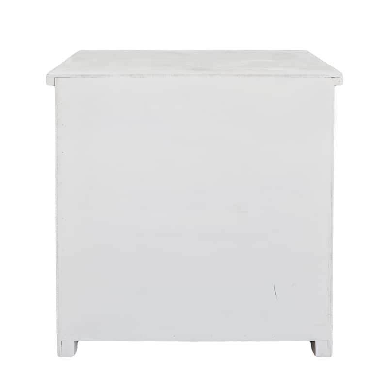 Rustic Hollow-Carved Wood Storage Cabinet with 1 Drawer and 2 Doors, Antique White, 31" H - 27.6" x 13.8" x 31"