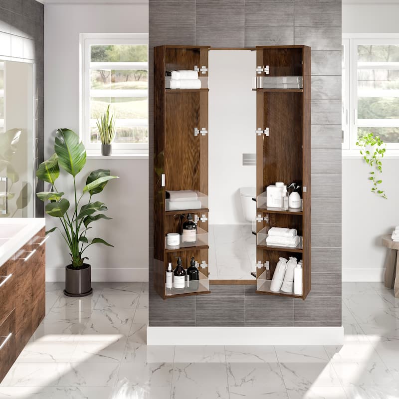 Eviva Luxurious 16"W x 16"D x 67"H Wall-Mounted Linen Cabinet