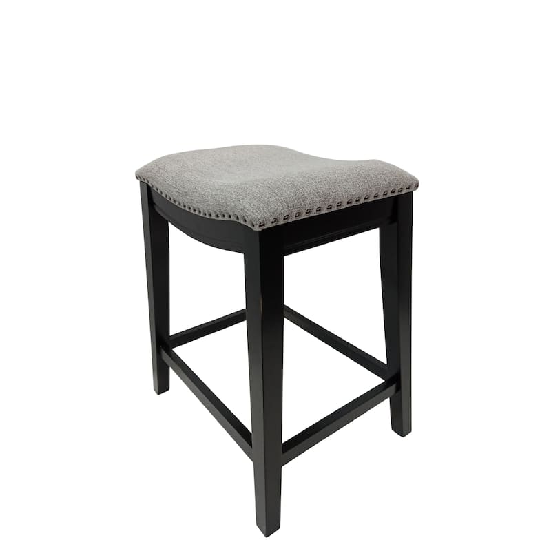 Saddle Counter Stools - 25" - Antique Black and Gray - Set of 2