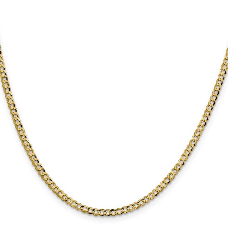 Curata 14k 3.1mm Solid Polished Light Flat Miami Curb Chain Bracelet