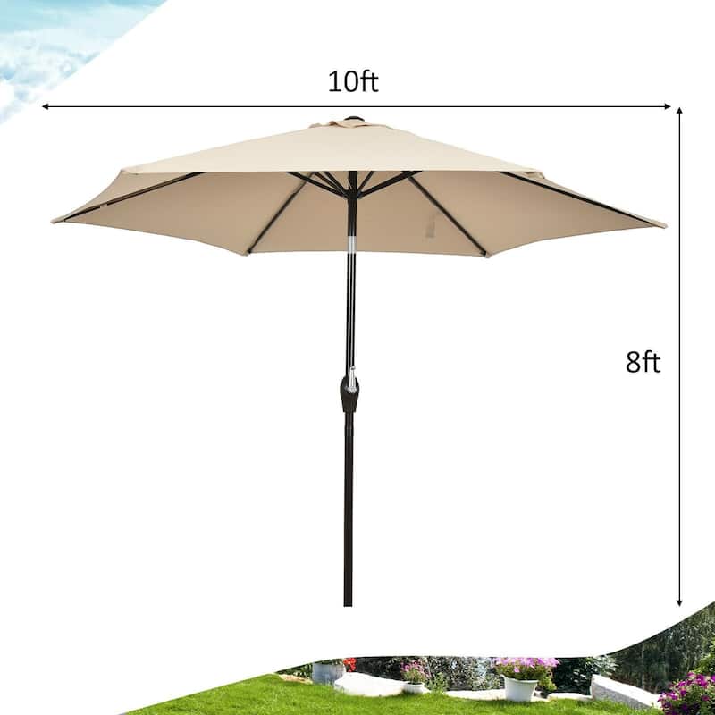 10 ft Outdoor Market Patio Table Umbrella Push Button Tilt Crank Lift