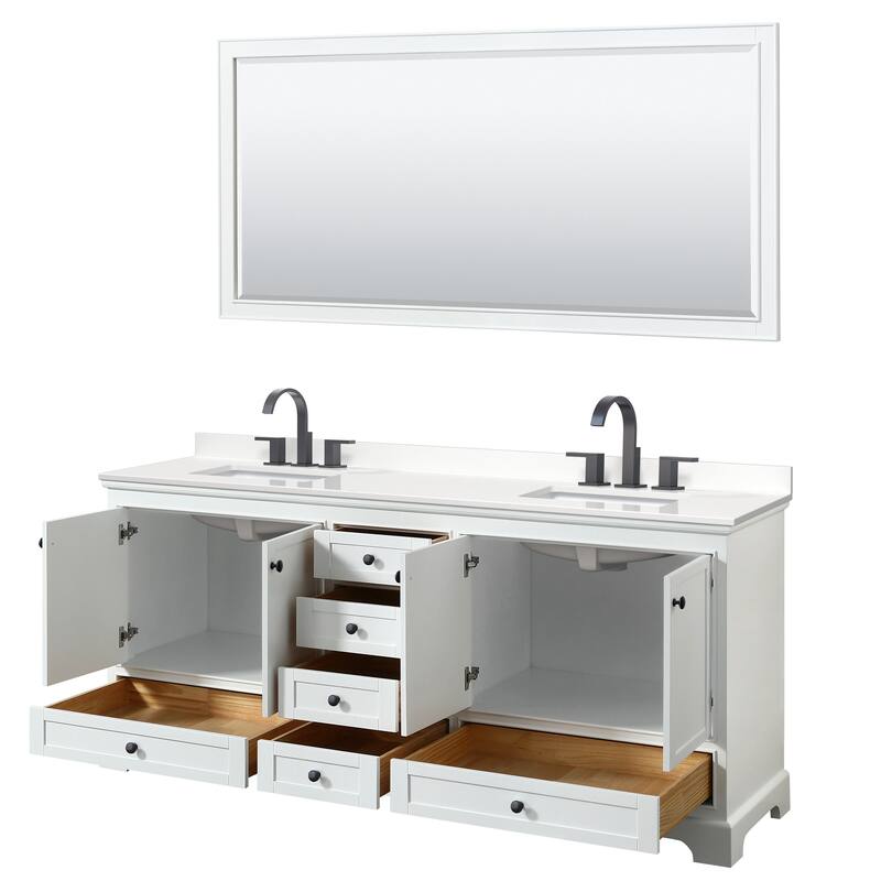 Deborah 80-inch Double Vanity, Quartz Top, 70-inch Mirror