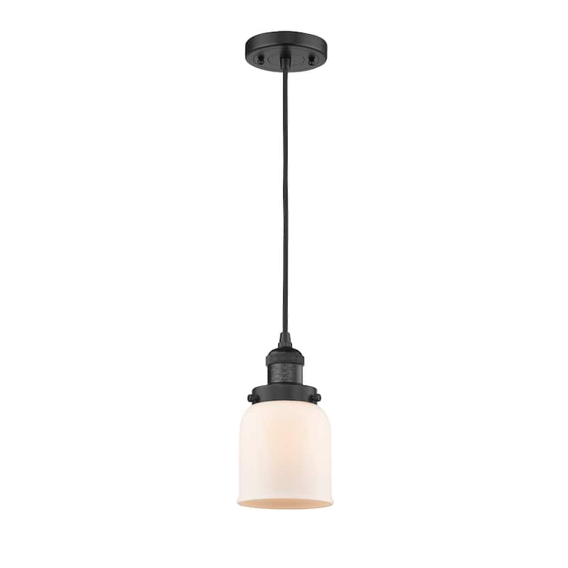 Innovations Lighting Franklin Restoration Bell - 1 Light 5" Cord Hung Mini Pendant - Matte White/Matte Black