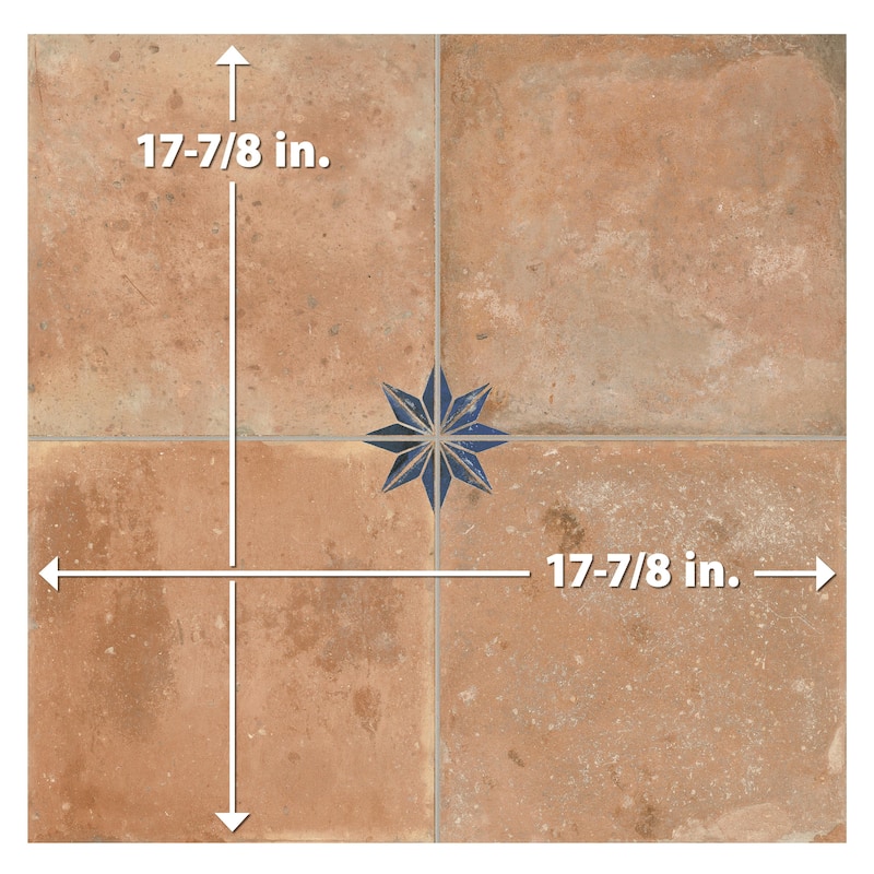 Merola Tile Kings Nonna with Blue Star 17-7/8" x 17-7/8" Porcelain Floor and Wall Tile