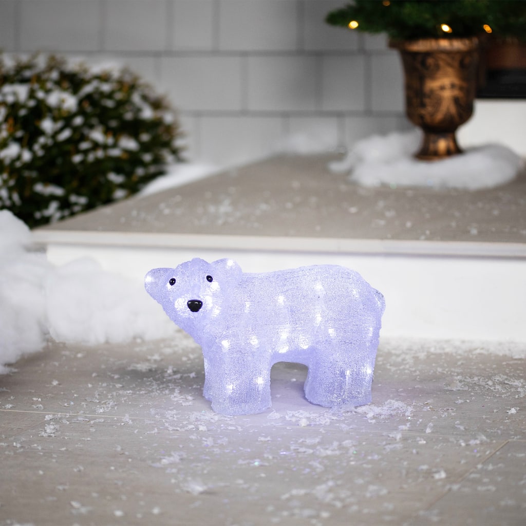 13.5" White Lighted Acrylic Baby Polar Bear Christmas Decoration