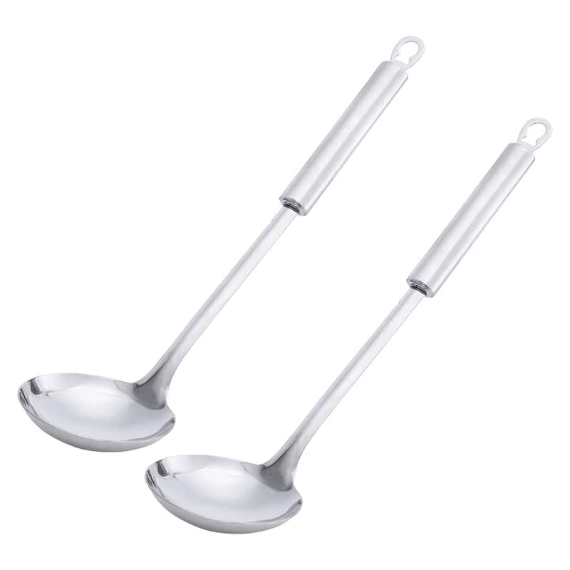 Stainless Steel Long Handle Soup Ladle Chef Cooking 11" Length 2pcs - Silver Tone - 11" x 2.8" x 0.8"(L*W*H) - Silver Tone - 11" x 2.8" x 0.8"(L*W*H)