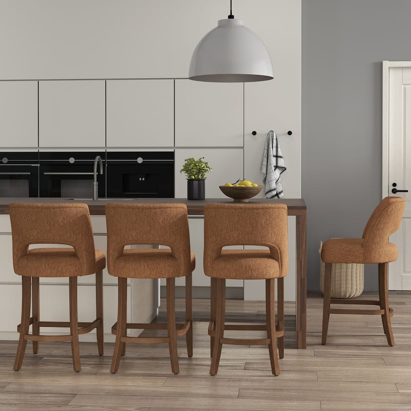 Set of 2/4/6,Upholstered Counter Height Bar Stools,Modern Counter Stools with Wood Legs for Kitchen Island Dining Room Bar