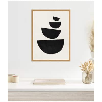 Kate and Laurel Sylvie Black Geometric Abstract 1 Framed Canvas by July Art Prints