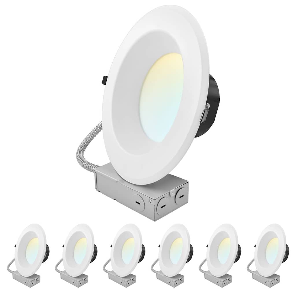 LUXRITE 10 in. Commercial LED Recessed Light J-Box 5CCT 24/30/37W Dimmable 2800/3500/4500LM 120-277V 6 Pack