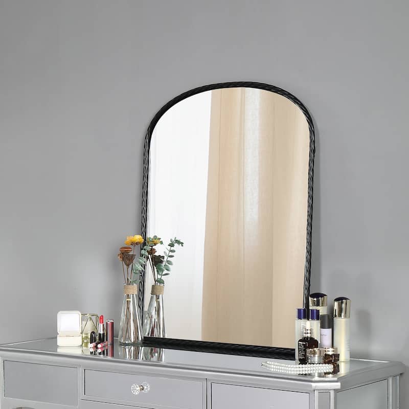 MacLuu Arch Metal Wall Mirror - 33.8" x 40" - Arch Twisted-Black