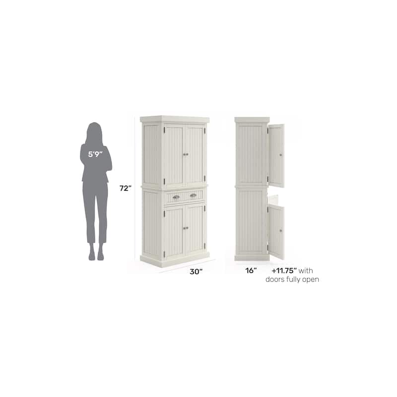 Homestyles Nantucket Sanded Off-White Pantry with Four Doors - N/A