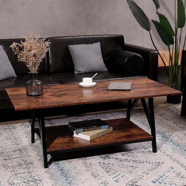 >Co Z Carbon Loft Jerusha Industrial Coffee Table With Storage Shelf On Sale Overstock 30729062