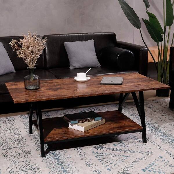 Co Z Carbon Loft Jerusha Industrial Coffee Table With Storage Shelf Overstock 30729062