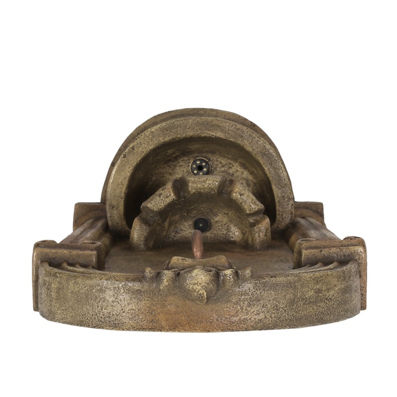 35.25" High Outdoor Weather Resistant Floor Fountain with LED Lights, Light Brown